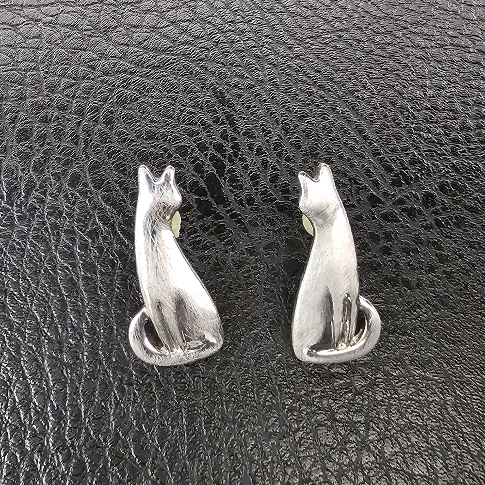 Elegant Sterling Silver Cat Earrings
